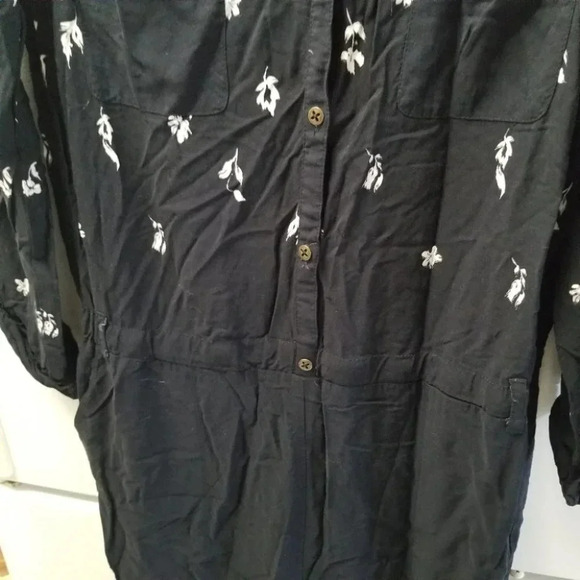 𝅺anthro Lilka Lakeshore Jumpsuit Navy Blue  Floral M - Picture 13 of 13